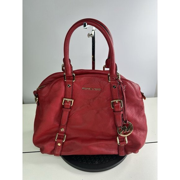 Michael Kors Bedford Large Red Leather Satchel/Bowling Bag - Picture 1 of 10